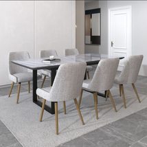 Gavin/Mia 7pc Dining Set in Black with Grey &amp; Light Grey Chair - £2,395.07 GBP