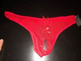 NWT Fredericks Of Hollywood SZ 1X Red Kandy Lee Open Crotch Thong Panties - $10.82 CAD