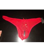 NWT Fredericks Of Hollywood SZ 1X Red Kandy Lee Open Crotch Thong Panties - £6.32 GBP