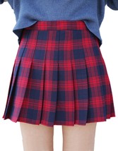 Women`s Pleated Checked Mini Slim Sports Tennis skirt costumes ( XL, Red... - £20.16 GBP
