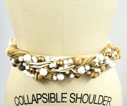 Vintage RETRO Belt Carolyn Tanner 1980S Adjustable Wood Natural Jute - $30.29