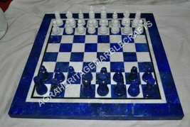 Lapis chess table with black and white chess coins - £693.35 GBP
