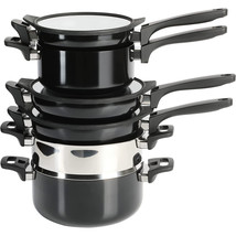 Kenmore Elite Grayson 9 pc Nonstick Aluminum Stackable Cookware Set in B... - $141.04