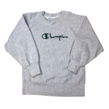Vintage 90&#39;s Champion Reverse Weave Spell Out Gray Crewneck Sweatshirt L... - $727.18 MXN