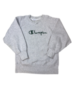 Vintage 90&#39;s Champion Reverse Weave Spell Out Gray Crewneck Sweatshirt L... - $727.18 MXN