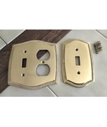 Lot (2) LHMC Bright Solid Brass Light Switch/Combination Wall Plates, Ro... - €16,72 EUR