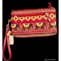 World Market Red Elephant Print Leather Clutch Bag New With Tags - £17.38 GBP