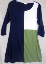 Vintage Zen-Knits Womens Medium Knit Midi Dress Colorblock Blue White Green - £8.85 GBP