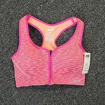 Avia Seamless Zip Front Sports Bra Size SMALL Pink W Orange Medium Suppo... - $16.44
