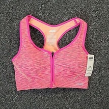 Avia Seamless Zip Front Sports Bra Size SMALL Pink W Orange Medium Support New - £11.86 GBP