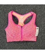 Avia Seamless Zip Front Sports Bra Size SMALL Pink W Orange Medium Suppo... - $22.53 CAD
