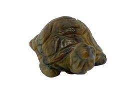 Stone Turtle Figurine Tortoise Shell Miniature Brown Abstract Art - $9.00