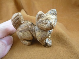 (Y-CAT-WA-719) KITTY CAT walk gemstone Tan Brown STONE carving figurine gem - £13.98 GBP