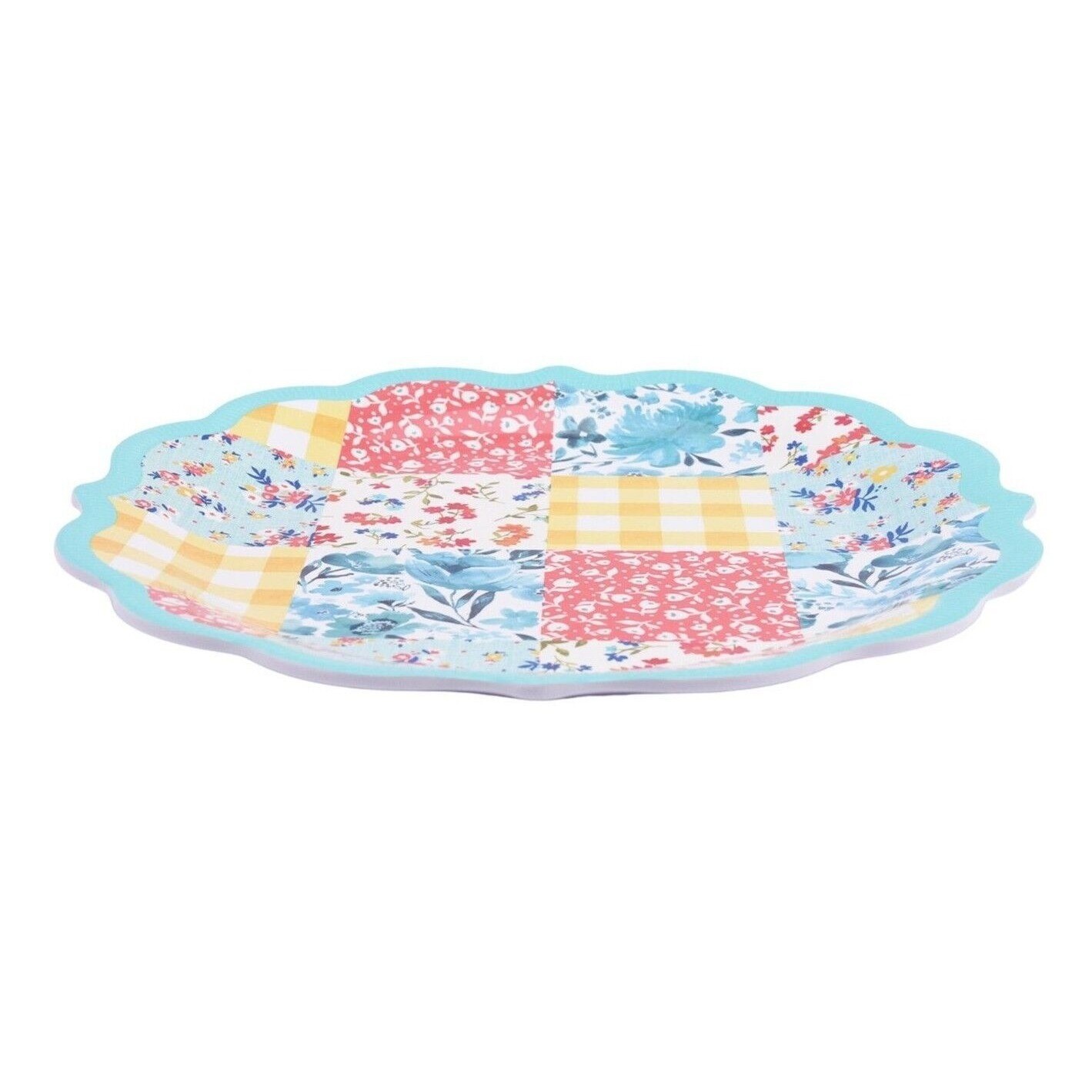 Pioneer Woman Patchwork Medley Dinner Plate Scalloped Edge Melamine 10.7-in NEW Item image 3