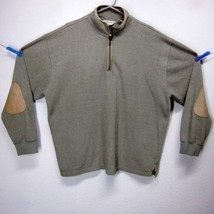Orvis Men&#39;s (Xl) Cotton Blend Leather Elbow Patches 1/4 Zip Pullover Sweater Euc - £27.33 GBP