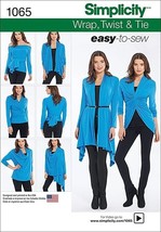 Simplicity Sewing Pattern 1065 Wrap Twist & Tie Knit Cardigan Size XS-XL - $8.36