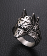 SILVER ANUBIS EGYPTIAN GOD WITH ANHK METAL RING mens brx033 biker punk new - $9.45