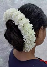 Handmade Artificial White Jasmine Floral Gajra Veni Hair Band Accessory Accessor - £13.23 GBP
