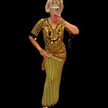 Belly Dance Costume: Saidi Dress with Coins Belt, Egyptian Oriental Set - $169.00