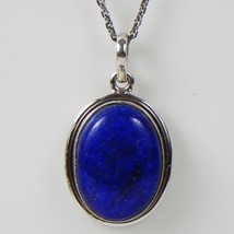 Solid 925 Sterling Silver Lapis Lazuli Pendant Necklace Women PSV-1160 - £36.10 GBP+