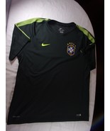 NIKE DRIFIT CBF SOCCER SHIRT BLACK AND GREEN XL BRASIL BRAZIL BRAZILIAN ... - $459.67 MXN