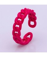 Curb Chain Ring Curb Link Chain Ring Enamel  Adjustable Ring  Hot Pink - €12,94 EUR