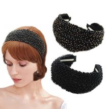 KizBruo 2PCs Wide Hard Headbands, Fashion Vintage Handmade Hair Band Wov... - £15.97 GBP