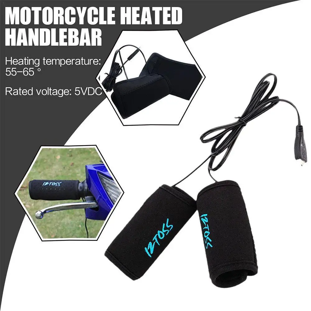 Waterproof USB Heated Gloves For Motorcycle Handlebar Hand Warmers Winter Grip - £19.27 GBP