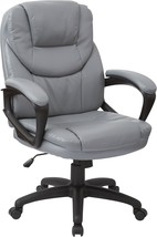 Office Star Fl Series Faux Leather Manager&#39;S Adjustable Office, Charcoal Grey - £178.44 GBP