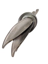 Brushed Silver Tone Tied Leaves Brooch Pin Stainless Steel Vintage 1980s... - $18.68