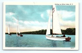 Postcard 1947 New York Sailing On Silver Lake, N.Y. Sailboats - £6.25 GBP