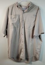 Columbia PFG Omni-Shade Men&#39;s Tan Cotton Collared Long Sleeves Button-Up... - $20.65