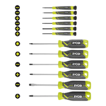 Ryobi Screwdriver Set (12-Piece) Cushion Grip Handles Magnetic Precision Fit - £14.97 GBP