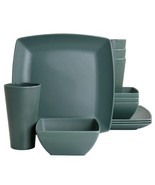 Gibson Home Grayson Melamine 12 Piece Square Dinnerware Set in Green - $47.11 CAD