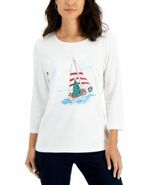 MSRP $37 Karen Scott Holiday Sail Embel Winter White Size XL - $7.94 CAD