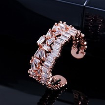 CWWZircons Fashion Brand Rose Gold CZ Adjustable Ring Sparkling Cubic Zirconia S - £8.12 GBP