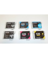 6 Used EMPTY Epson 125 Black &amp; Color Ink Cartridges Lot - $17.77