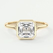 Bezel Set 2 Carat Asscher Cut Lab Grown CVD Diamond Engagement Ring IGI Certifie - £1,462.36 GBP