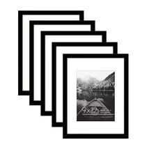9X12 Picture Frame Set Of 5 In Black - Use As 6X8 Picture Frame With Mat... - £29.70 GBP