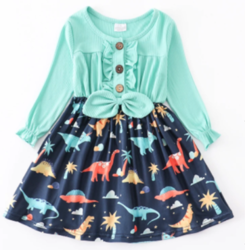 NEW Boutique Dinosaur Girls Long Sleeve Tie Dress - $2.99+