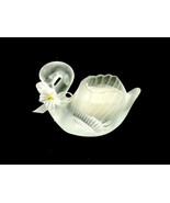 Frosted Glass Swan Candle Holder, Ribbon &amp; Flower, Votive, Tea Light, Ne... - $20.10 CAD