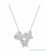 Triple-Butterfly CZ Crystal Charm Pendant 925 Sterling Silver w Rhodium ... - £22.13 GBP