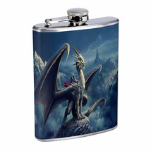 Dragons D35 Flask 8oz Stainless Steel Hip Drinking Whiskey Mythical Fantasy - £11.83 GBP