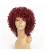 Loose Curls Synthetic Wigs for Women Short Curly Hair With Bangs Burgund... - £12.70 GBP