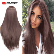New Long Straight Synthetic Wig Ombre Hair For Women Middle Part Hair - £39.11 GBP