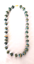 Vintage Women&#39;s Chunky Necklace Multicolor 18&quot; Blue Seed Bead Spacers - $12.50