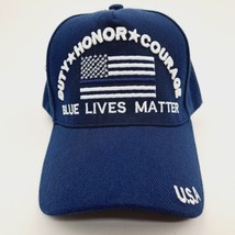 Blue Lives Matter Mens Hat Cap Thin Blue Line Flag Embroidered Blue Acrylic - £10.10 GBP