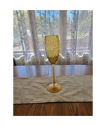 Vintage Amber Empoli Goblet Diamond Optic, Italian Art Glass Vase 17-1/4&quot; - $75.00