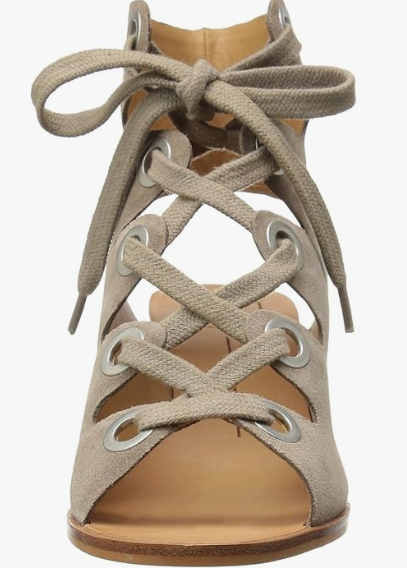Dolce Vita Lei Taupe Wildleder Wedge Sandalen Mit Schnürung Holzabsatz Damen NIB Item image 3