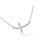 Ladytree 925 Sterling Silver Concise Sideways Cross Pendant Necklace Cho... - $1,973.25 MXN